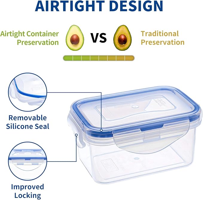 KIGI Small Plastic Food Storage Containers Set, 6 Pack (0.74 Cup) | BPA-Free, Airtight Lids, Leakproof for Meal Prep, Snack & Lunch, Mini Bento Box, 6 oz