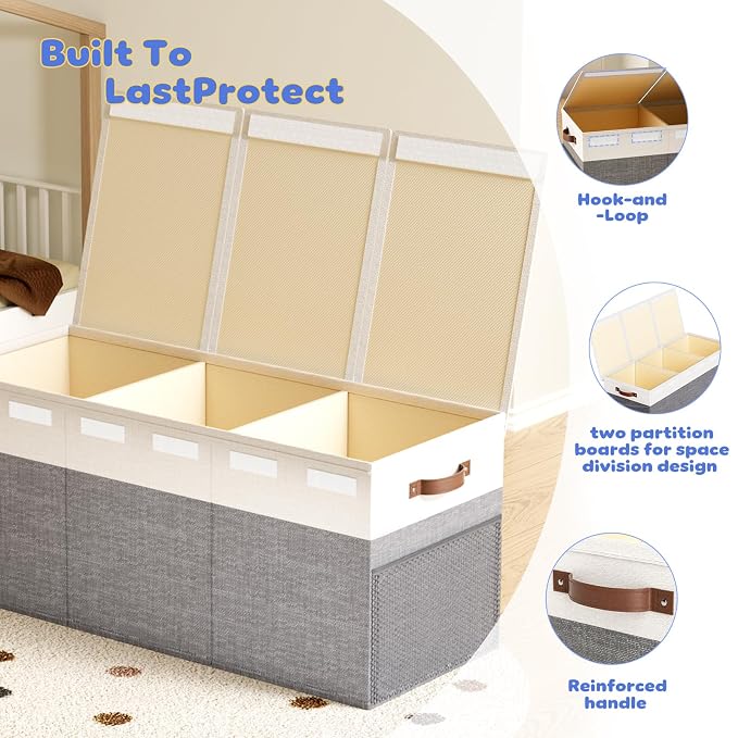 Dayacoco Extra Large Toy Box, Collapsible toy Storage, Kids Organizer, Gray | Collapsible & Sturdy. For Kids, Boys & Girls. Organizes Toys, Books & Blankets. For Playroom, Nursery & Bedroom.
