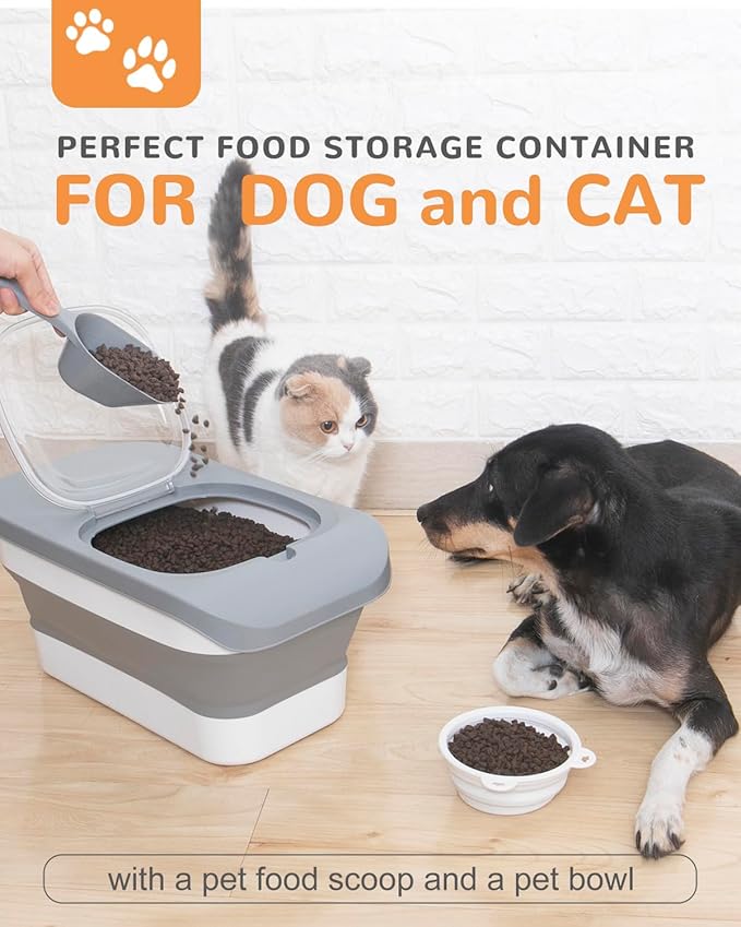 10-13 Lbs Dog Food Storage Container,Collapsible Dog Food Container | Pet Food Storage Container with Airtight Lid,Pet Food Scoop,Cat Food Storage Dry Food for Dog,Cat and Other Pets