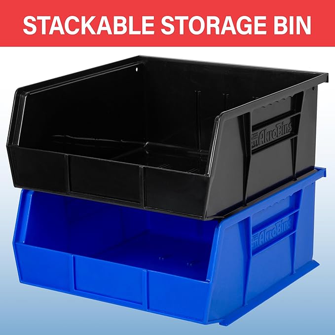 Akro-Mils 30235 AkroBins Plastic Storage Bins, 11"x11"x5", Clear, 6-Pack | Space-Saving Stackable Bins for Garage, Pantry, Craft Organization
