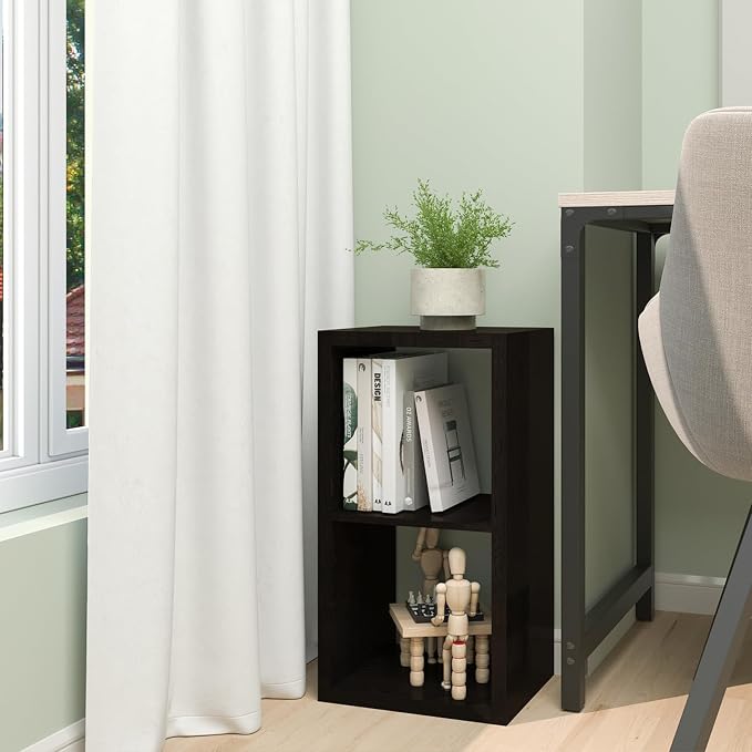 CTESNE【2026 Wooden Thick Frame 2 Cube Storage Organizer Shelf with Anti-Tipping Kits + Reversible Open Back Bookcase, Horizontal and Vertical Dual-use（Chocolate,11inch）