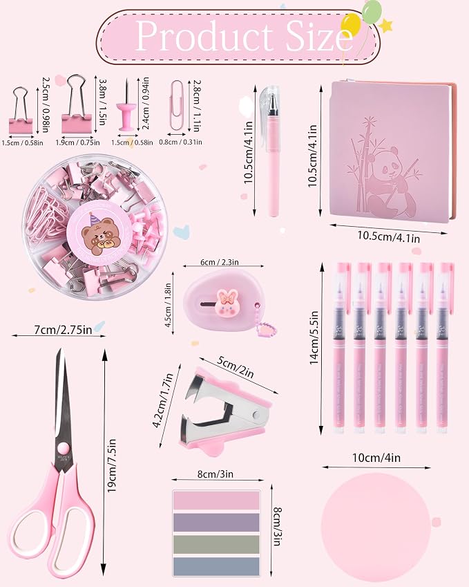 Pink Desk Accessories and Organizers with Desk Organizer and 360°Rotating Pen Holder stapler Pen and a Lot of Office Pink Office Supplies Beautifully Presented in a Gift Box