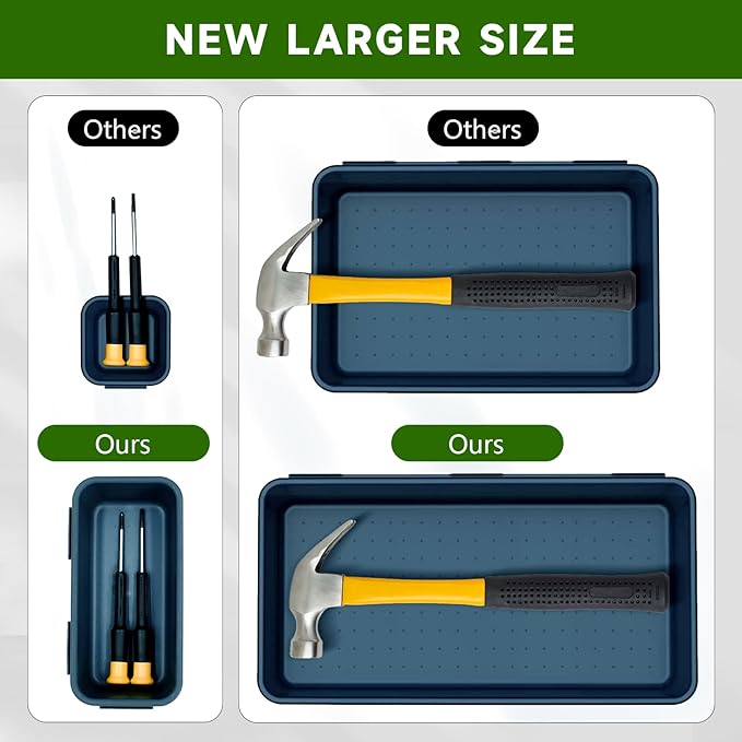 Tool Box Organizer Tray, 60 PCS & 5 Sizes, Blue and Green | High Quality ABS Plastic, Interlocking Desk Drawer Organizer, Tool Chest Organizer for Workshop Garage Office Kitchen
