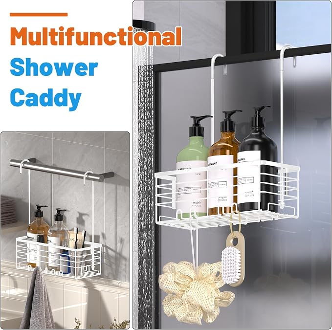 YUOROS Hanging Shower Caddy Shower Rack (White) | 304 Stainless Steel Bathroom Shower Organizer Caddies Shampoo Bracket