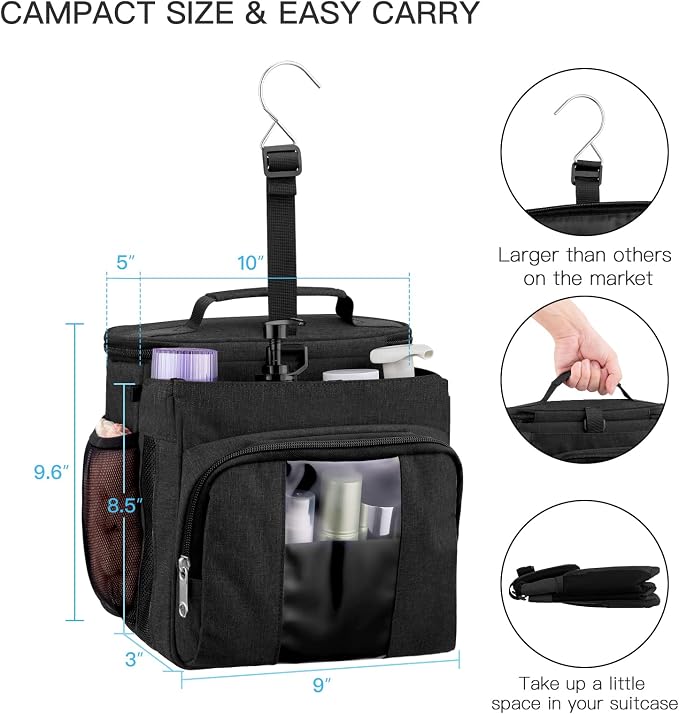 Bukere Shower Caddy Tote Bag, Portable Shower Caddy for College Dorm Travel, Separate Compartment, Large Capacity, Quick Dry Mesh Base, Hanging Toiletry Bath Bag for Student, Gym, Camp, Women Men