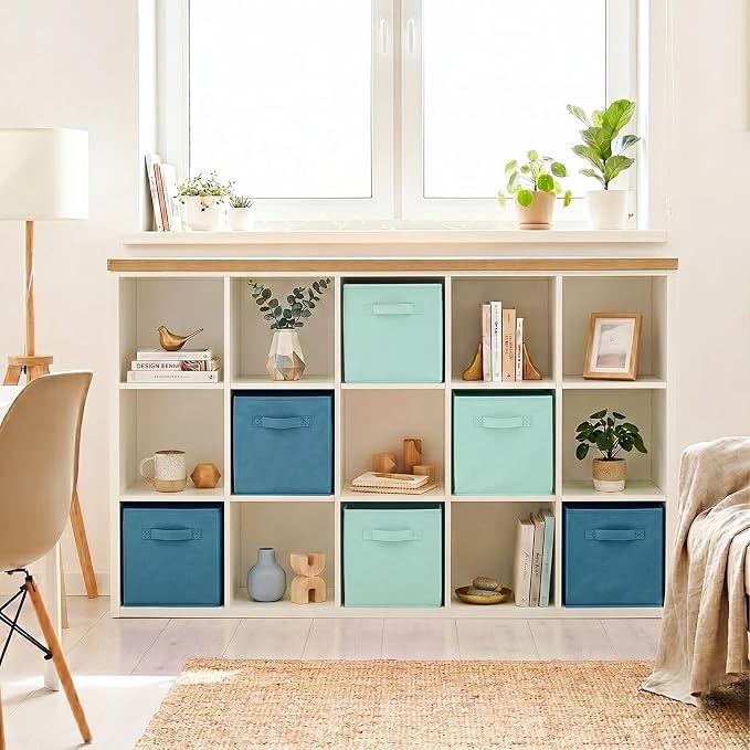 ShellKingdom Storage Bins, Foldable Fabric Storage Cubes And Cloth Storage | Storage Organizer For Closet And Toys, 10.5x10.5x11 INCH, 6 Pack (Mint Green+Forest Green)