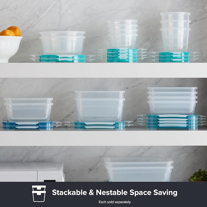 Snapware Plastic Total Solution 16-Pc Food Storage Containers Set, (4) 2-Cup & (4) 1.2-Cup Round Meal Prep Container, Plastic BPA-Free Lids with 4 Locking Tabs, Microwave, Dishwasher, and Freezer Safe