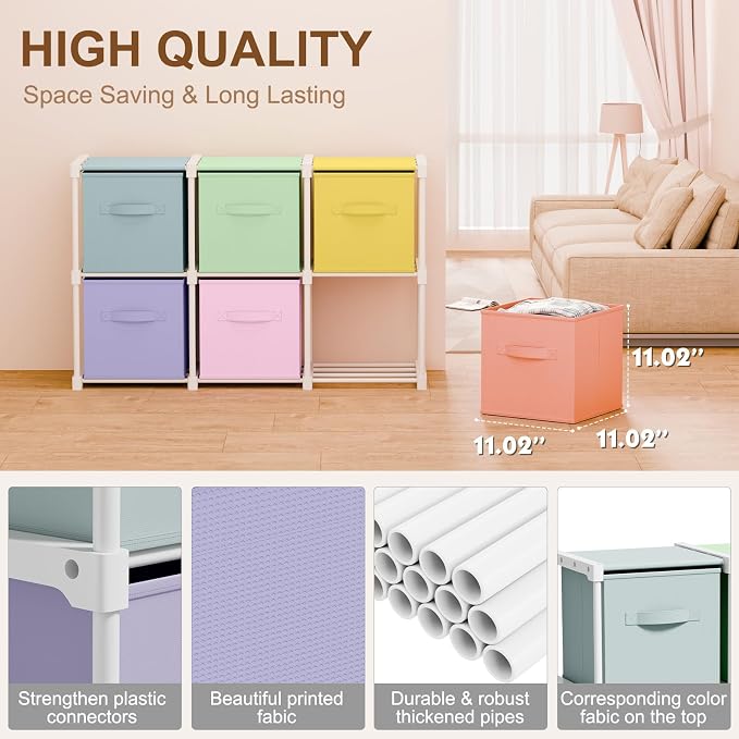 Briwooody 6 Cube Storage Organizer Storage Bins Shelf,Multiple Colors