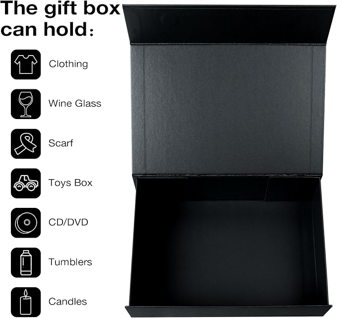 Aimyoo Galaxy Black Collapsible Gift Box with Magnetic Closure Lids 10.5x7x3 in, Bridesmaid Groomsmen Proposal Box, Medium Rectangle Box for Present Graduation Storage 3 Pack