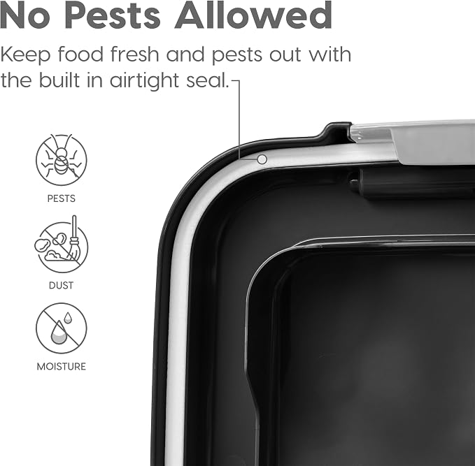 IRIS USA Dog Food Storage Container 30 lb + 11lb Airtight Combo, Stackable Pet Food Storage Bin with Wheels for Cat Dog Food, BPA Free, Made in USA, Black | Stackable Pet Food Plastic Storage Bins with Wheels for Cat and Dog Food, Made in USA