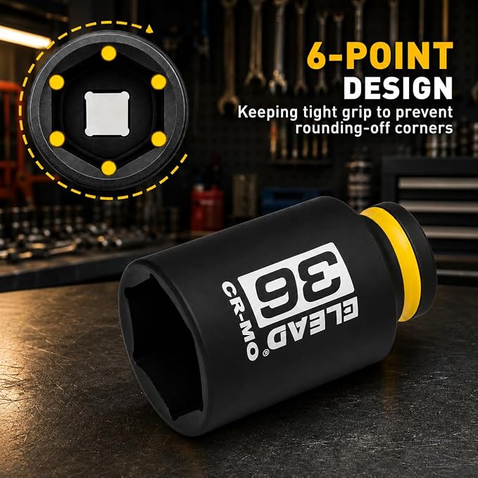 36mm Socket 1/2" Drive Deep Impact Socket, Metric 6 Point 1/2-inch Drive Impact Axle Nut Sockets, CR-MO Nut Socket Set, Oil Filter Sockets, Tools for Easy Removal of Axle Shaft Nuts