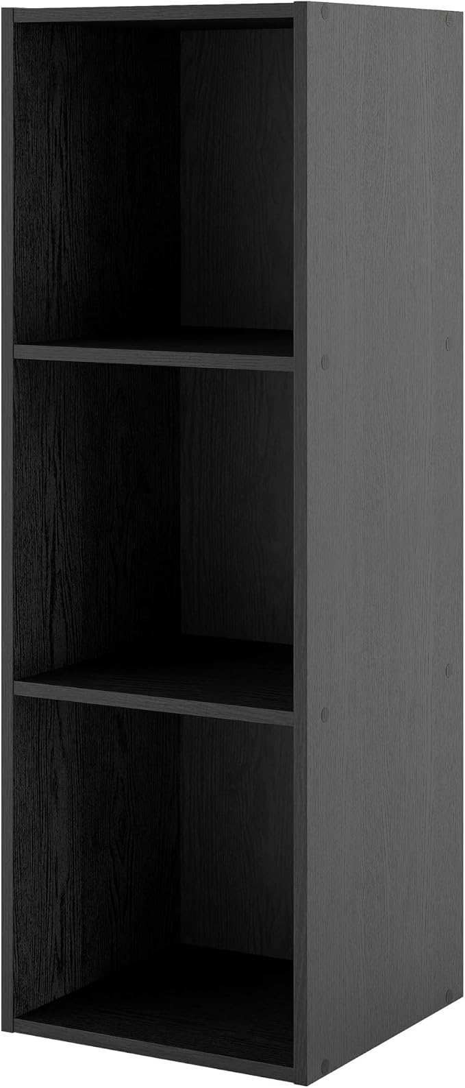 Homes: Inside + Out Apexa 3-Cube Storage Organizer Shelves, Stackable Wood Bookcase Fits Cubby Bins for Organization, Dorm Teen Room Decor & Home Office, Black