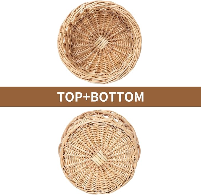 Round Wicker Basket, Woven Hollow Willow Storage Basket for Decoration Organizing Shelves