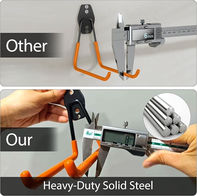 3-H Heavy Duty Garage Wall Hooks 20 Pack, Anti-Slip PVC Coating Wall Mount Garage Storage Utility Hooks, Heavy Load Organizer for Ladders, Yard Tools, Shovel, Weed Eater, Hoses & Bulk Items,Orange | Multi-Purpose Garage Hooks to Organize Garden Lawn To...