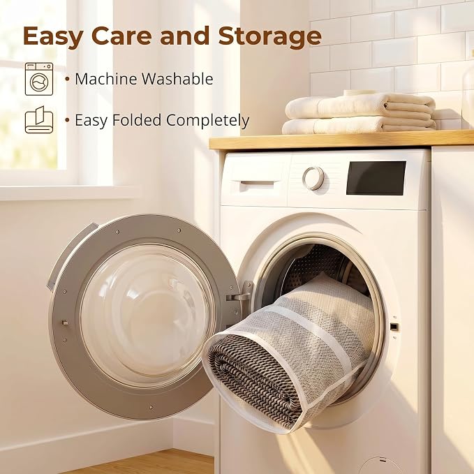 OIASKET 108L Cotton Rope Storage Basket for Living Room and Bedroom 25"x16"x16" Woven Laundry Basket, Heavy Duty Bin for Blankets, Pillows & Toys, Pet-Safe & Scratch-Free, Brown and Black