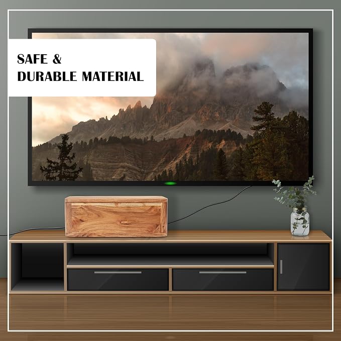 Acacia Cable Management Box - Rustic Design (Natural, Large) | Acacia Wood, Cable Organizer, Rustic Style, Modern Design, Desktop Storage