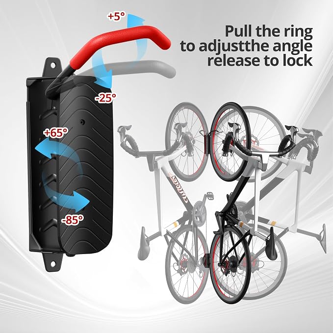 Swivel Bike Wall Mount, Bicycle Hangers For Garage, Metal Bike Rack Storage Holder Up To 70lbs, Red