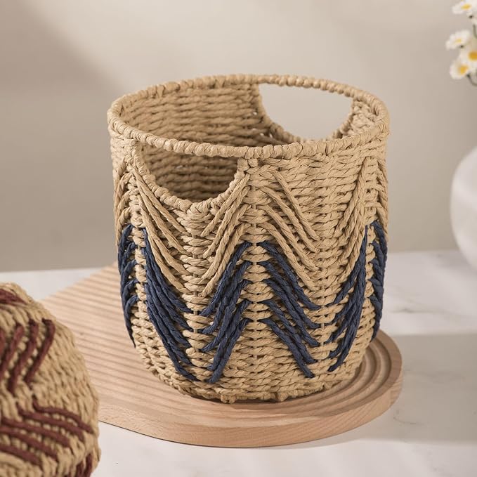 Woven Storage Baskets, Handwoven Straw Weaving Plant Basket Large Laundry Organizer Flower Planter Basket For Flower Pots Storage Containers For Home Bedroom Living Room