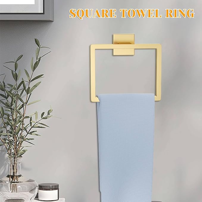 10 Pieces Brushed Gold Towel Bar Set Bathroom Hardware Accessories Set Upgraded Toilet Paper Holder Towel Holder/Racks Set for Bathroom Stainless Steel Wall Mounted 23.6in