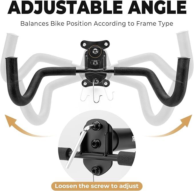ROCKBROS Horizontal Bike Wall Mount with 55lb Capacity,Adjustable | Heavy-Duty Steel,Universal fit for Most Road,Mountain Bike,Quick Installation