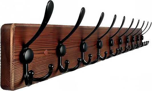Large Coat Rack Wall Mount 38.6'' Rustic Wood Coat Rack Hook Long Coat Hooks Wall Mount Farmhouse Wall Hooks for Hanging Coat, Bags, Towels