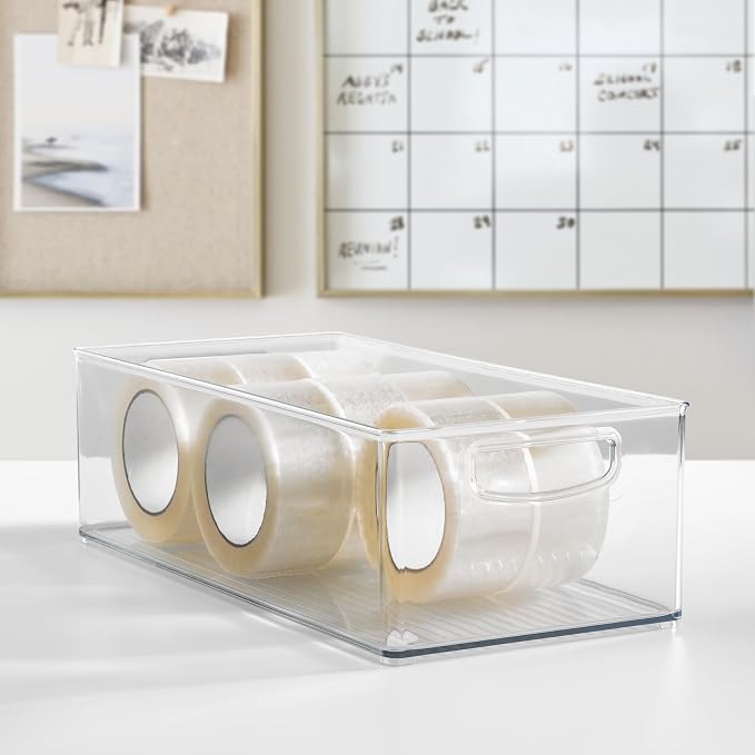 iDesign Stackable Storage Bin - Clear | Organizer Bin for Kitchen and Pantry, Made in USA