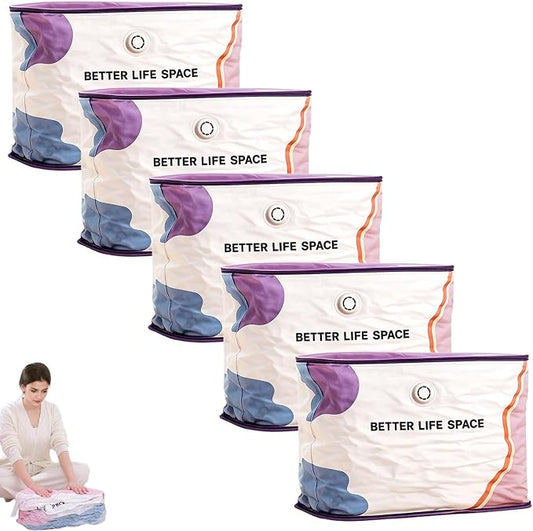 No Pump Vacuum Storage Bags, Better Life Space Bags, Large Capacity Compression Storage Bags For Clothes, Bedding & Blankets, Space Saving Vacuum Seal Bags Without Pump (3, 100x80x32cm)