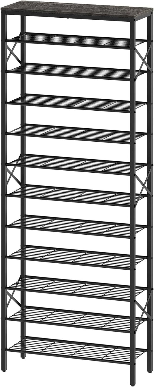 YATINEY 12 Tier Shoe Rack, Large Capacity Shoe Storage Organizer Holds 48 Pairs, Sturdy and Stable, for Entryway, Hallway, Closet, Dorm Room, Charcoal and Black SS12BC