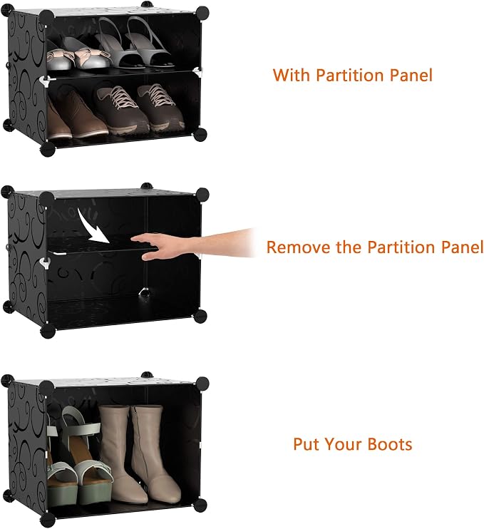 HOMIDEC Shoe Rack Organizer 48 Pair Modular Shoe Storage Cabinet for Closet | PP Plastic, Sturdy Steel Frame, Waterproof, Dustproof, Easy Clean, Shoe Shelves for Closet Garage Hallway Bedroom Entryway