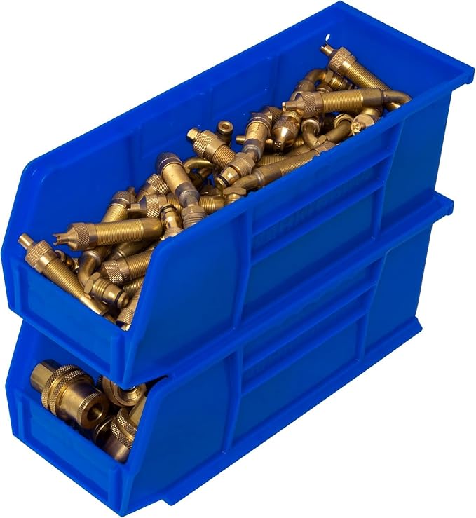 Akro-Mils 30224 AkroBins Plastic Storage Bins, 11"x 4"x 4", Blue, 12-Pack | Space-Saving Stackable Bins for Garage, Pantry, Craft Organization