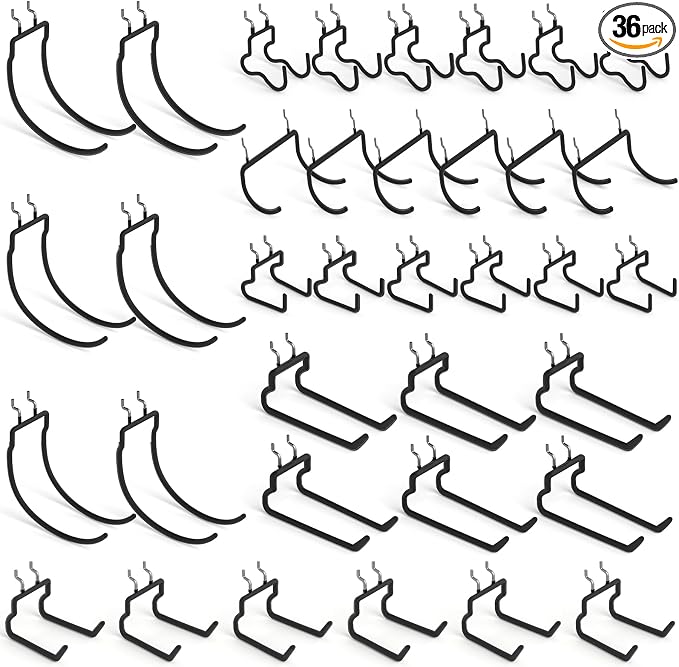 INCLY 36 Pack 1/4" Pegboard Drill Holder Tool Utility Hooks | Heavy Duty Pegboard Hooks, Peg Board Tool Hangers Accessories, for Hanging Power Tools, Drill, Hammer, Workbench, Garage