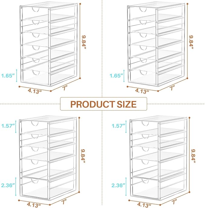 ARSTPEOE 22-Drawer Acrylic Storage & Makeup Organizer for Desk, Bath | Smooth-glide drawers, clear acrylic, stackable, dustproof, wipe-clean, for lipsticks, lip glosses, blushes, pen