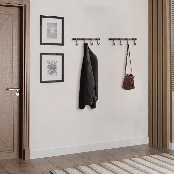 WINCASE Bronze Towel Hooks, Bathroom Rail Hook Rack Wall Mounted, Antique Oil Rubbed Brass Cloth Coat Rack with 4 Hooks Farmhouse