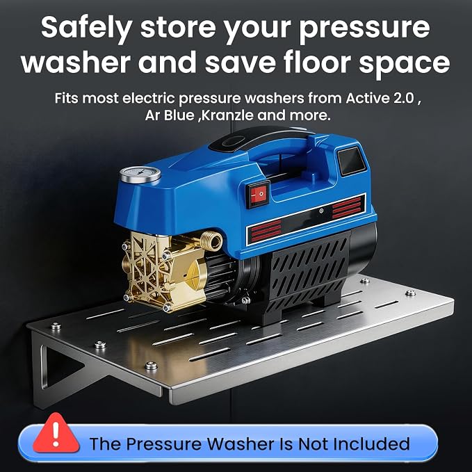 Wall Mount Pressure Washer Shelf 20" x 10", Stainless Steel Storage Rack | Heavy Duty Power Washer Storage Organizer for Garage & Workshop, Fits Electric Pressure Washer Accessories & Tools