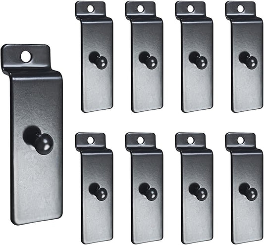Metal Slatwall Utility Hooks, 10pcs Commercial Slatwall Picture Hook Notch Picture Display Hooks Hangers Painting Hook for Photo Frame Painting Arts Center Slat Panel (Black)