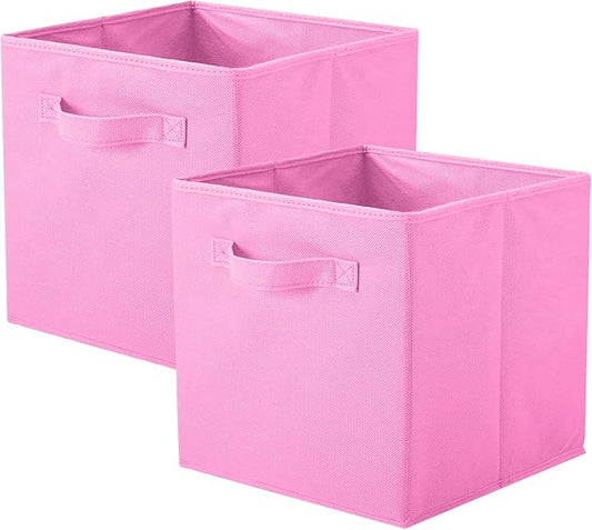 ShellKingdom Storage Bins, Foldable Fabric Storage Cubes And Cloth Storage | Storage Organizer For Closet And Toys, 10.5x10.5x11 INCH, 2 Pack (Pink)
