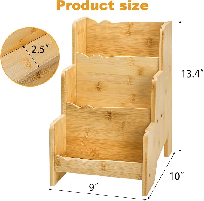 Small Spice Rack Organizer Countertop, 3 Tier Bamboo Spice Rack Seasoning Organizer for Kitchen Cabinet Pantry Countertop Holding 12 Jars, Jars No Included