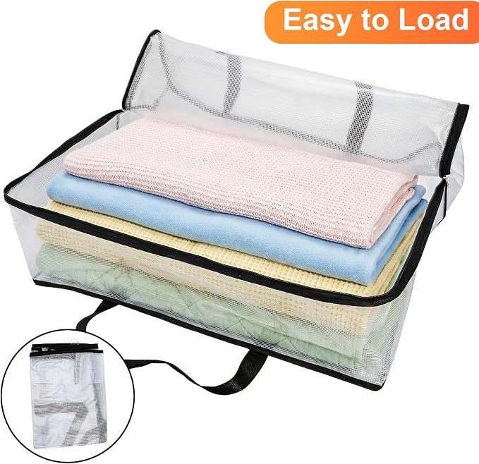 Fasmov 4 Pack Oversized Clear Storage Bag with Handles and Zippers, Vinyl Storage Bag for Comforter, Blanket, Bedding, Duvet, Transparent Moving Tote, Under the Bed Storage, Garage Organizer