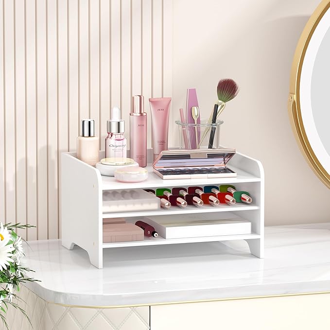 Bamboo File Organizer for Desk, Paper Tray with Pen Holder | Open tiers and a pen holder sort Letter/A4 paper, folders and office supplies while keeping your workspace clutter-free