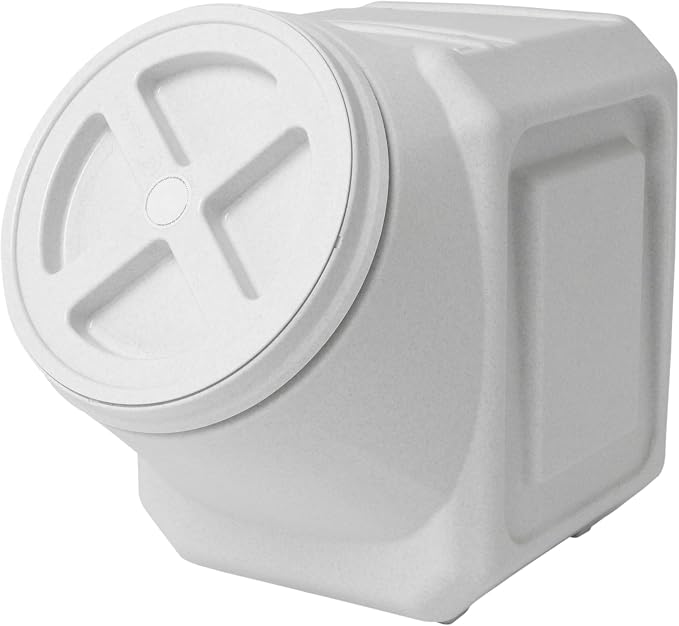Vittles Vault Traditional Pet Food Storage Container For Dog Kibbles/Bird Seed/Oatmeal/Rice/Flour/Cereal, BPA Free Plastic, Sealed Airtight For Cat Food, Up To 60 lb, Made in USA, With Scoop, Gray
