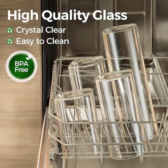 Glass Pantry Storage Containers with Lids 1/1.6 Qt 6 Pack Square | Pantry Organization, Stackable Design, Flour Sugar Coffee Beans Pasta Cereal Dry Food Storage,Kitchen Cabinet Organizer