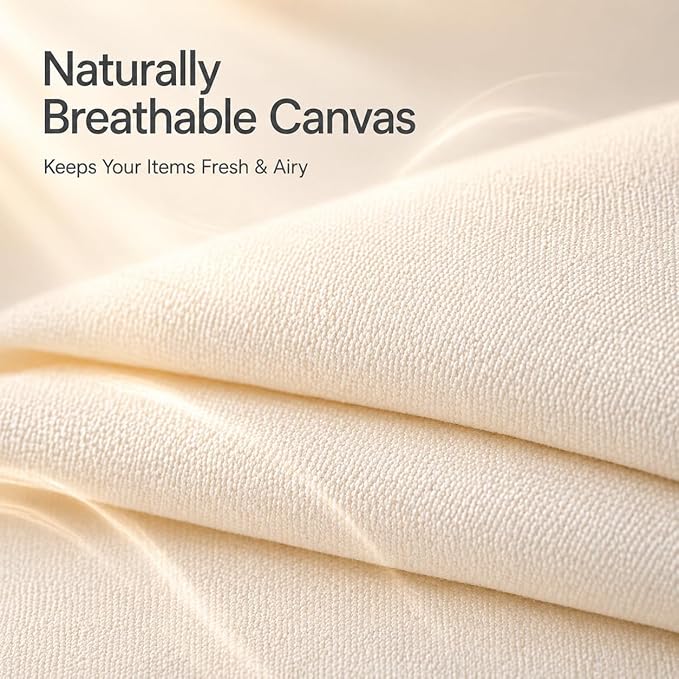 4 Pack Large Canvas Comforter Storage Bags Closet Organizer for Clothes Sweater Clothes Organizer with Dual Zipper Three Carrying Handles for Blanket Closet Storage Container