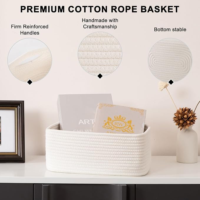 OIASKET 6 Pack Storage Baskets for Shelves, Small Baskets for Shelves, Cute Decorative Storage Bins, Organizer Basket for Gifts Empty, 11.8''Lx7.8''Wx4.7''H-White