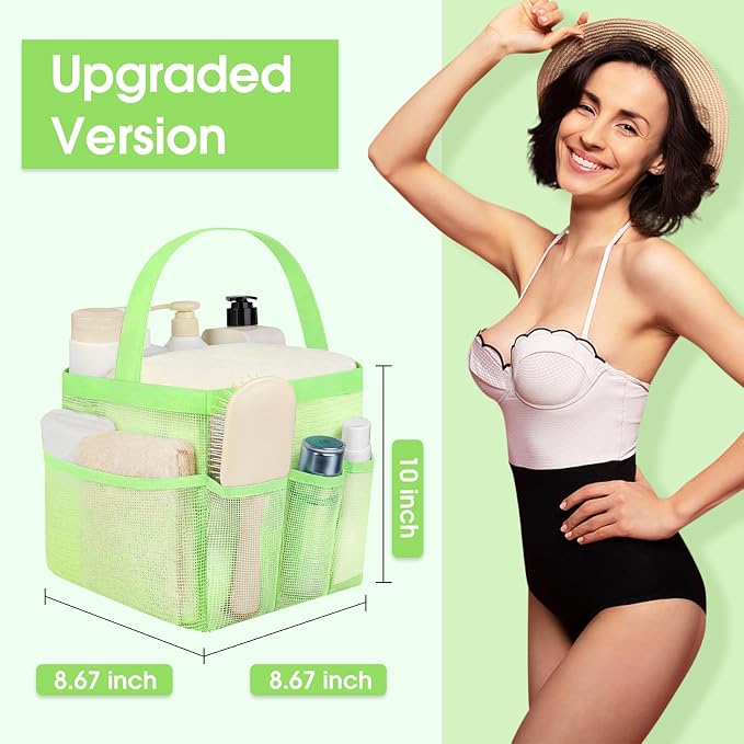 Mesh Shower Caddy Portable - 9 Pockets for College Dorm Room Essential | Large Capacity Mesh Shower Caddy with 9 Pockets, Portable Hanging Toiletry Bag for College Dorm, Gym, Camping and Beach