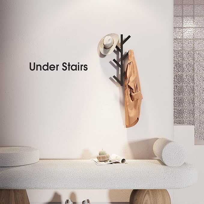 Vertical Coat Rack Wall Mounted 16 Inch,Metal Vertical Hat Rack for Wall, | Modern Coat Rack Tree for Hats, Jackets, Bags, Entryway Bedroom (Height 16")