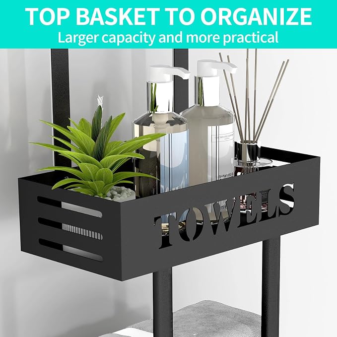 Bethom 3 Tier Over The Door Towel Rack, Hanging Towel Rack, Matte Black | Bathroom Towel Holder with Shelf, Over Door & Wall Mount Design, Ideal for Small Bathrooms, Sturdy Rust-proof Stainless Steel