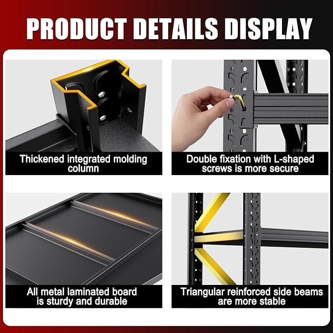 4 Pack Heavy Duty Metal Garage Shelving, 69" Wx24 Dx64 H, 4-Tier Adjustable Storage Shelves for Garage Storage, Industrial Metal Shelving & Shelves Organizer for Warehouse, Workshop & Home
