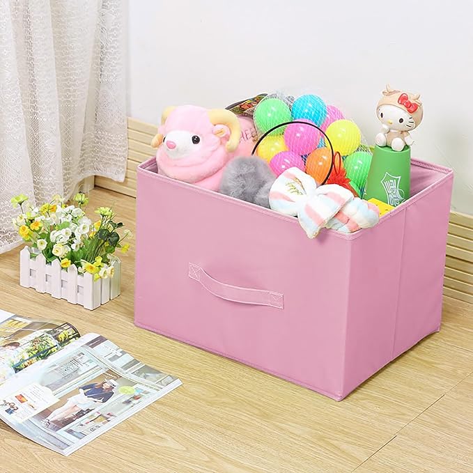 Pink Cube Storage Bins 9.0"x7.5"x7.5" Small Size Fabirc Foldable Closet Toy Organizer Collapsible Cloth