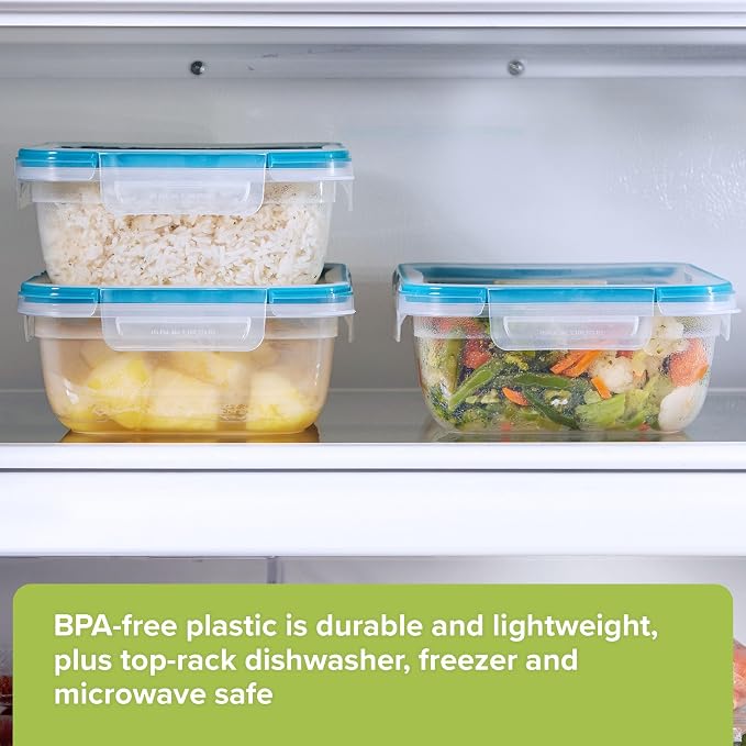 Snapware Plastic Total Solution 3-Pack (8.5-Cup) Food Storage Containers Set, Leakproof & Airtight Plastic Locking Lids Rectangular Containers, BPA-Free Lids, Microwave Dishwasher Freezer Safe