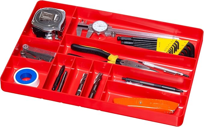 Ernst MFG 10 Compartment Drawer Organizer: Heavy Duty Stackable Tray for Automotive Tool Organization -Low Profile Toolbox - Nuts and Bolts, Tools, Parts, Easy to Clean - Black - Made in the USA